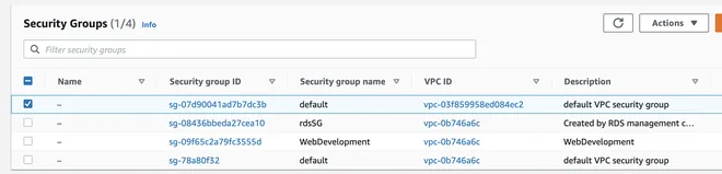 Security Group được tạo theo VPC