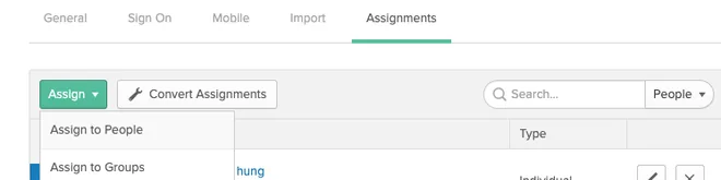 assign okta app cho user