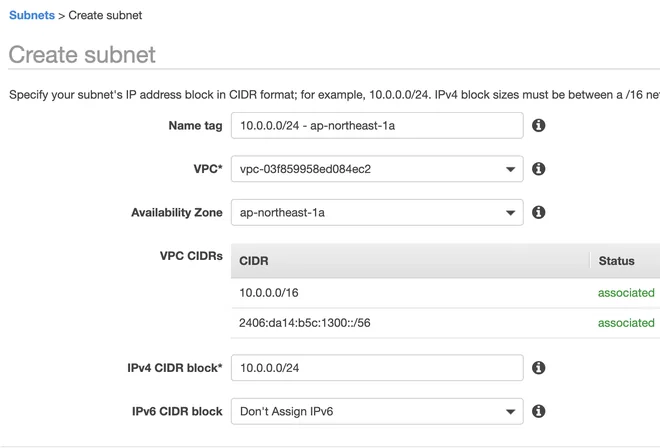Tạo subnet trong aws