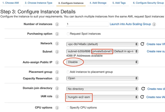 Tạo private instance với ssm
